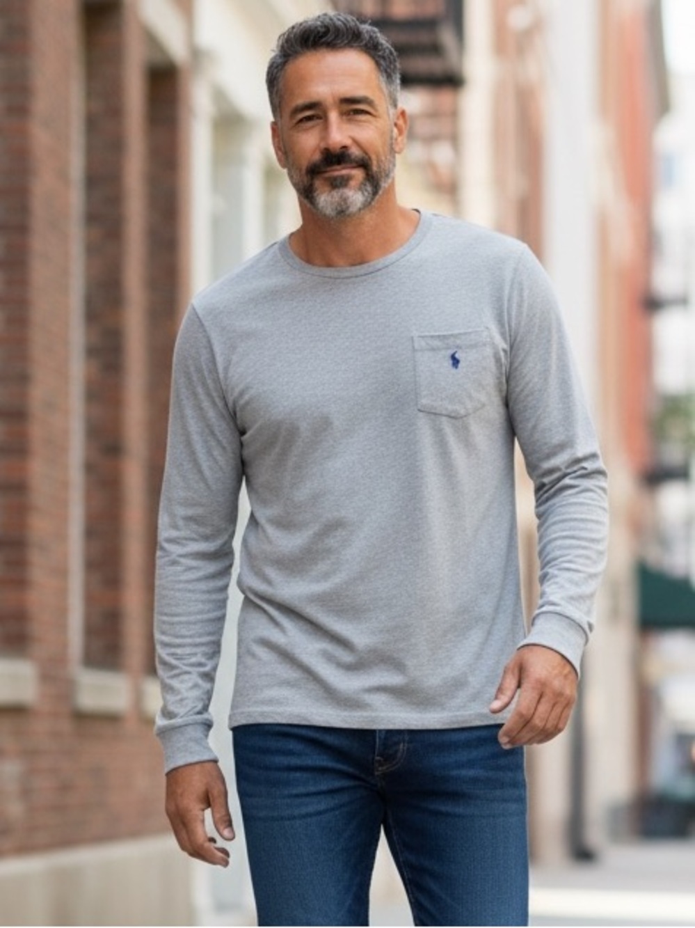 LS383 Men’s Polo Ralph Lauren Designer Preppy Long Sleeve T Shirt M
